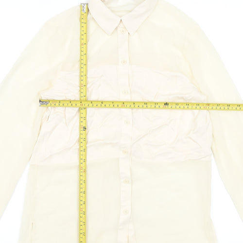 Zara Women Beige Sheer Chiffon Blouse XS Long Sleeve Collared Top