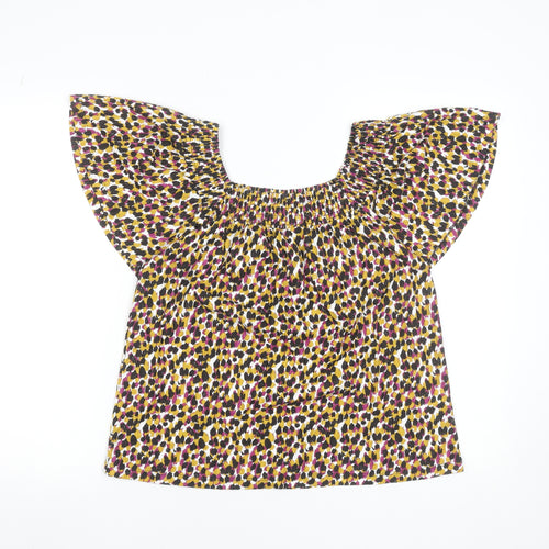M&Co Women's Multicoloured Cotton Flutter Sleeve Tunic Blouse UK10