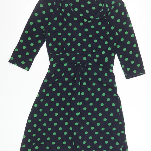 Dickins & Jones Women’s Blue Green Polka Dot Wrap Dress Size 10
