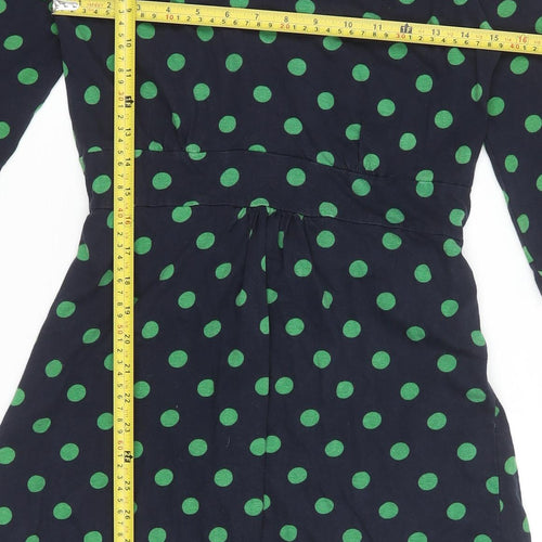 Dickins & Jones Women’s Blue Green Polka Dot Wrap Dress Size 10