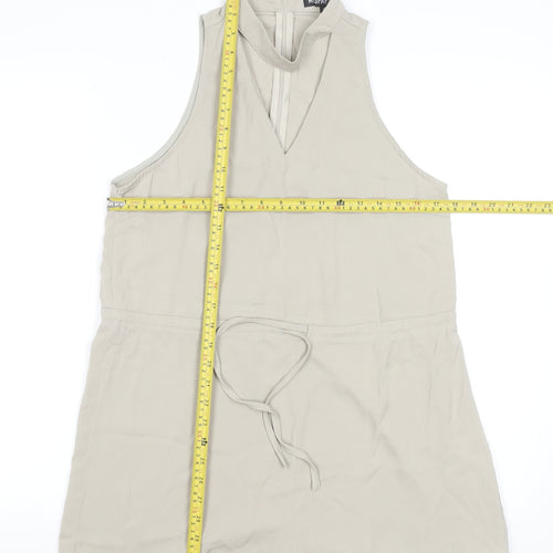 MissPap Women Beige Sleeveless Playsuit Size 10 Polyester Zip Back