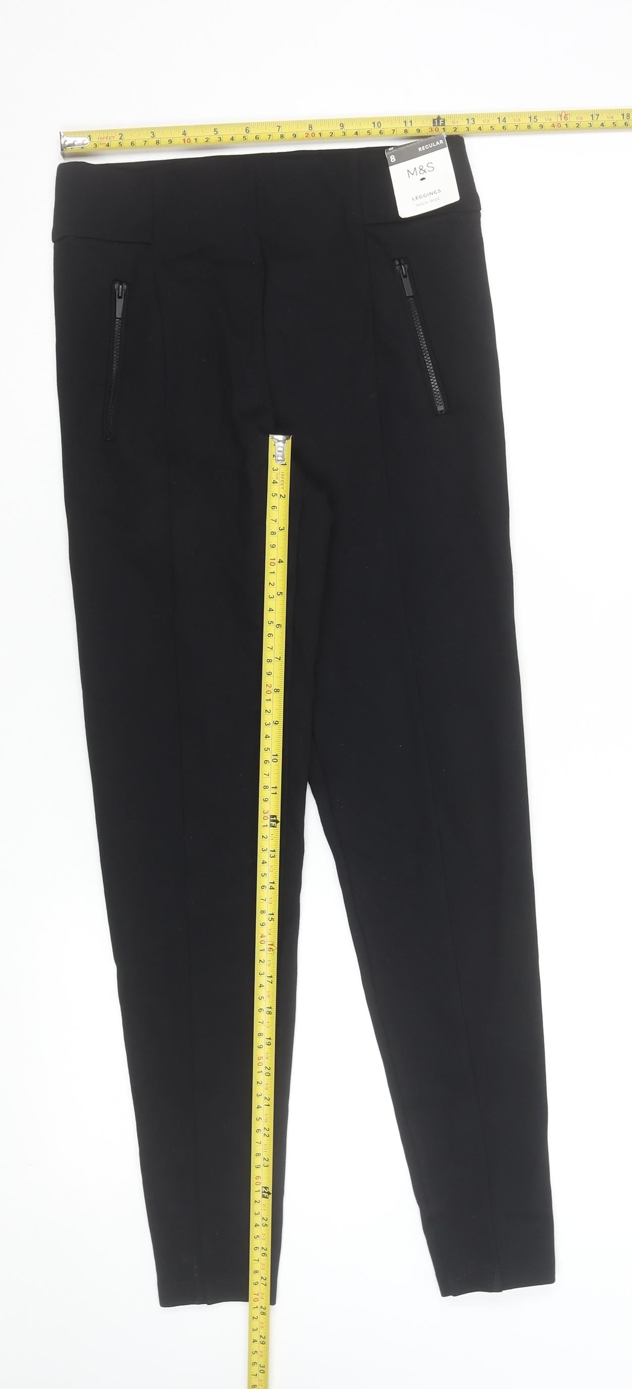 Marks and Spencer Women Black Size 8 Regular Ankle Leggings
