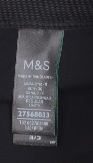 Marks and Spencer Women Black Size 8 Regular Ankle Leggings