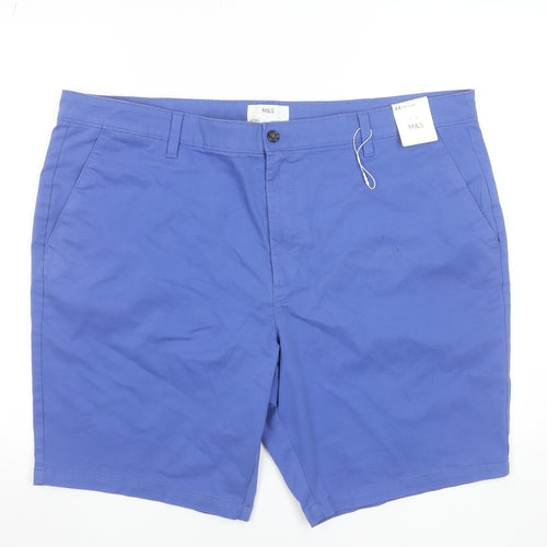 Marks and Spencer Men's Blue Chino Shorts 44 Regular Cotton Stretch