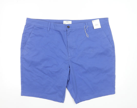 Marks and Spencer Men's Blue Chino Shorts 44 Regular Cotton Stretch