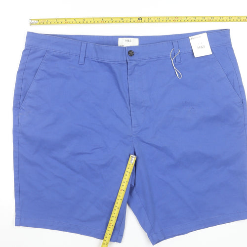Marks and Spencer Men's Blue Chino Shorts 44 Regular Cotton Stretch