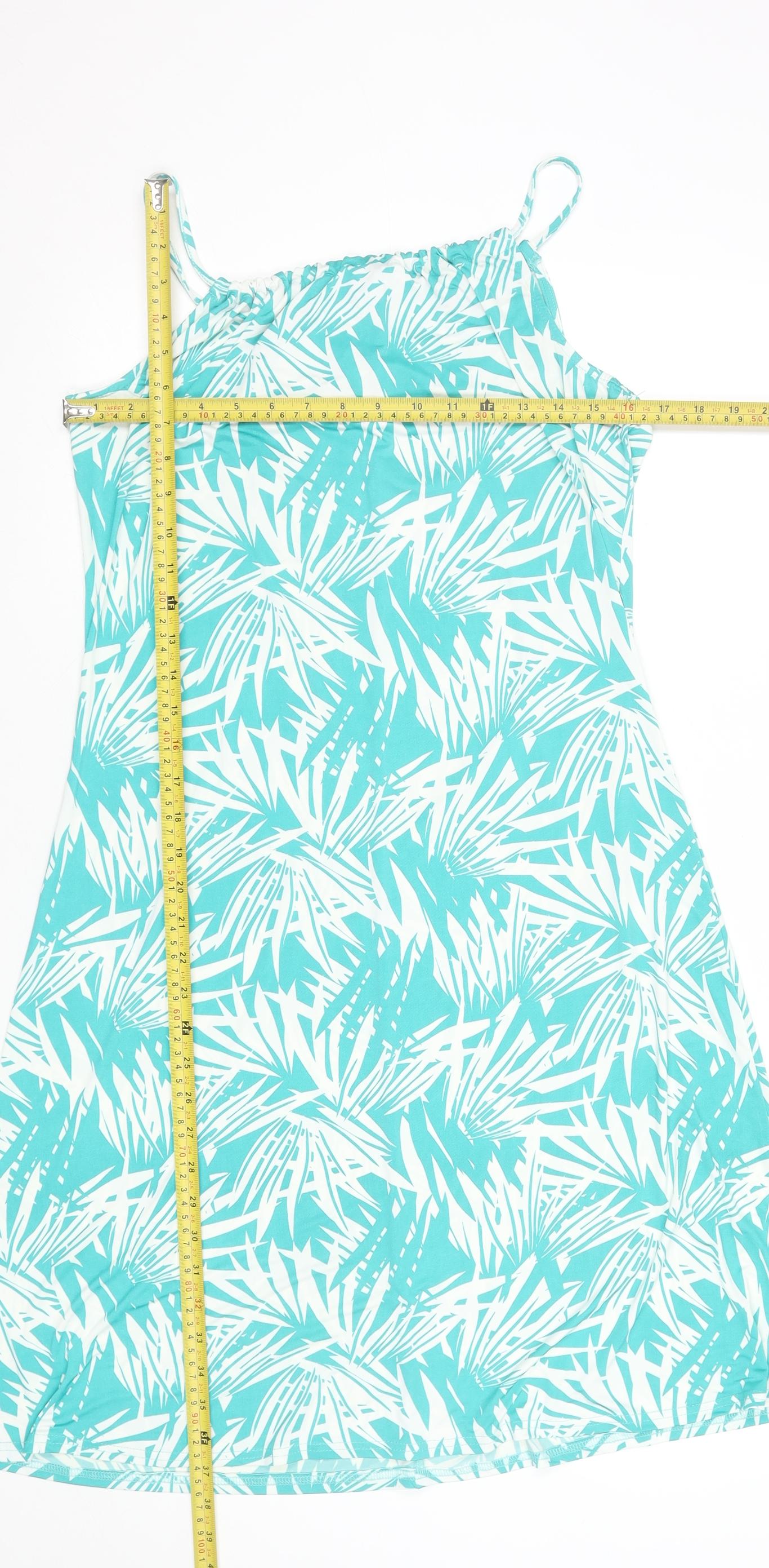 Kaleidoscope Women Green Tropical Print Sleeveless Slip Dress UK 12