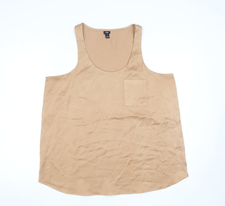 River Island Women’s Beige Polyester Sleeveless Tank Top UK 16