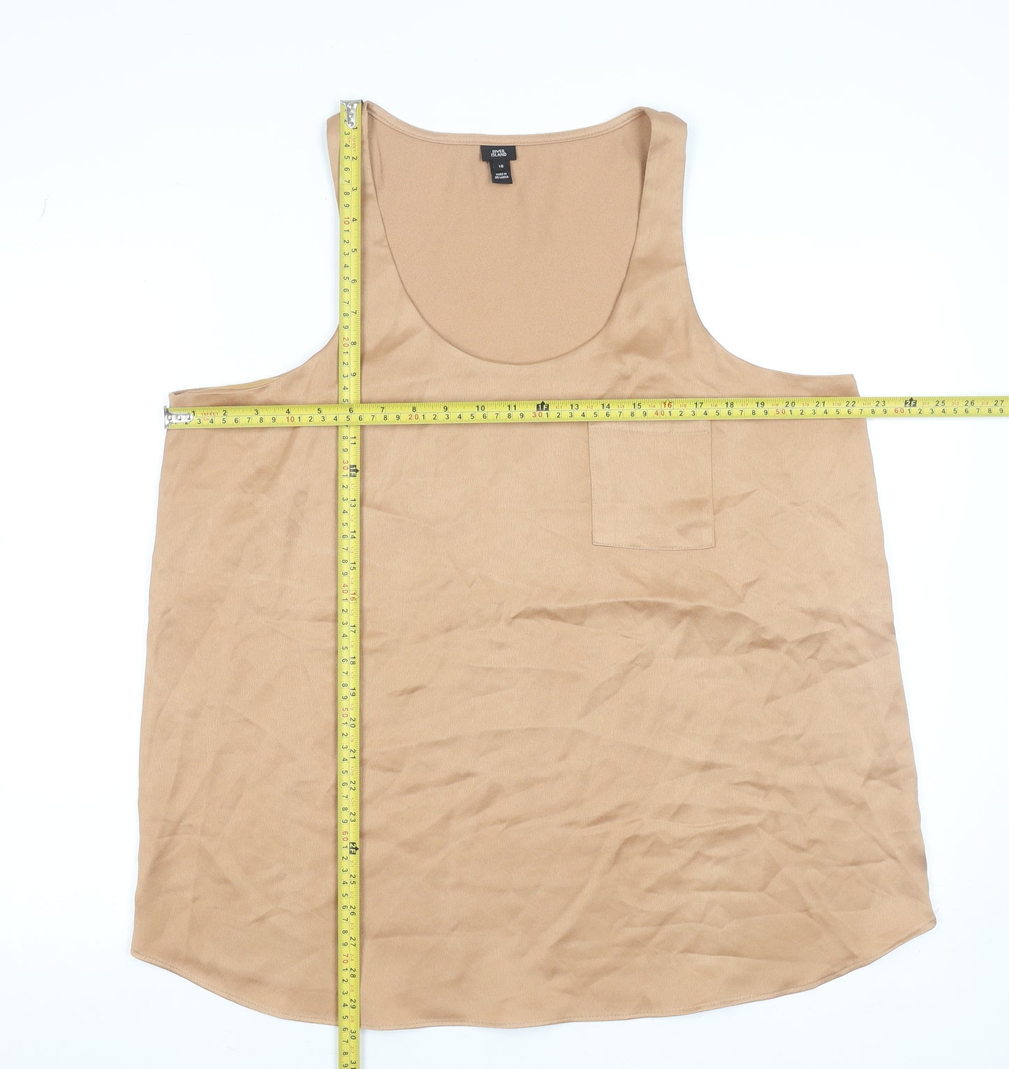 River Island Women’s Beige Polyester Sleeveless Tank Top UK 16