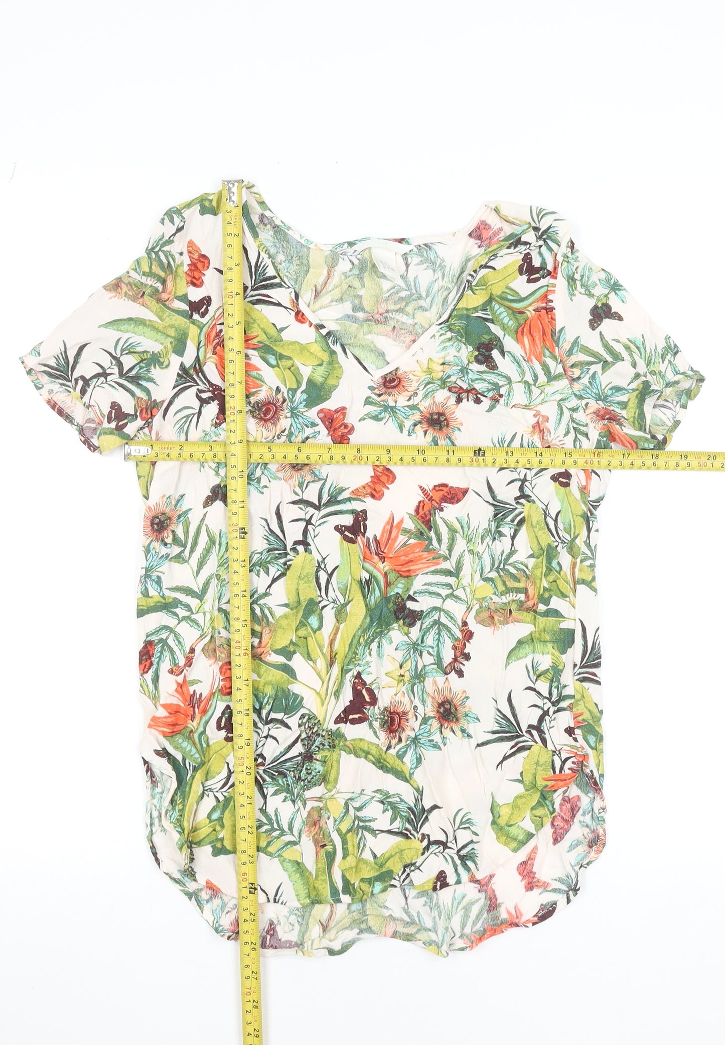 H&M Women's Multicoloured Floral Viscose Blouse Size 6