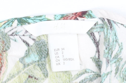 H&M Women's Multicoloured Floral Viscose Blouse Size 6