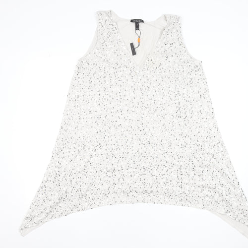 Isabella Oliver Womens White Sequin Asymmetric V-Neck Sleeveless Maternity Dress Size 4