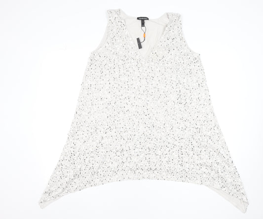 Isabella Oliver Womens White Sequin Asymmetric V-Neck Sleeveless Maternity Dress Size 4