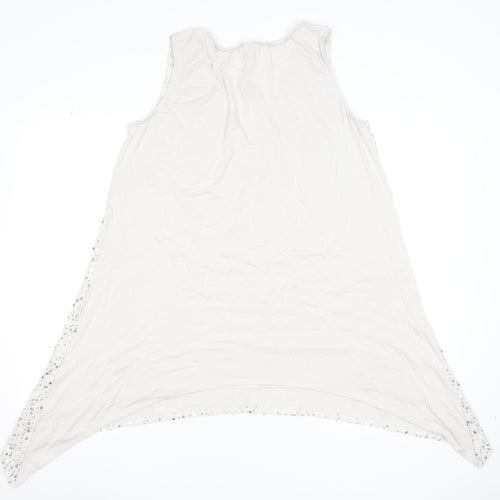 Isabella Oliver Womens White Sequin Asymmetric V-Neck Sleeveless Maternity Dress Size 4