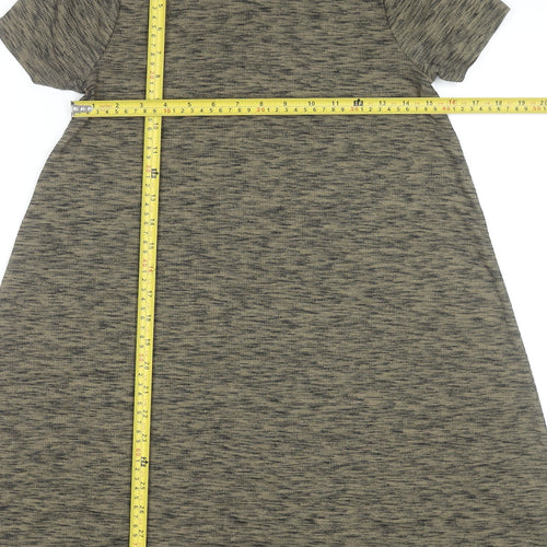 New Look Women Grey A-Line Short Sleeve High Neck Dress Size 8