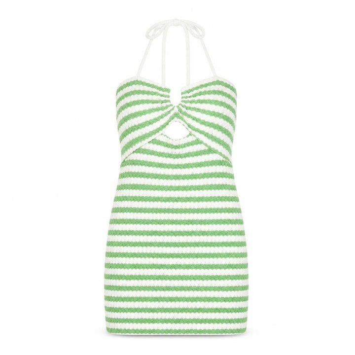 Pull&Bear Women’s Green Striped Halter Mini Bodycon Dress XS