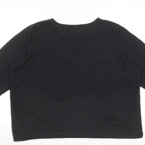 BM Casual Women's Black Embroidered Tunic Blouse XL