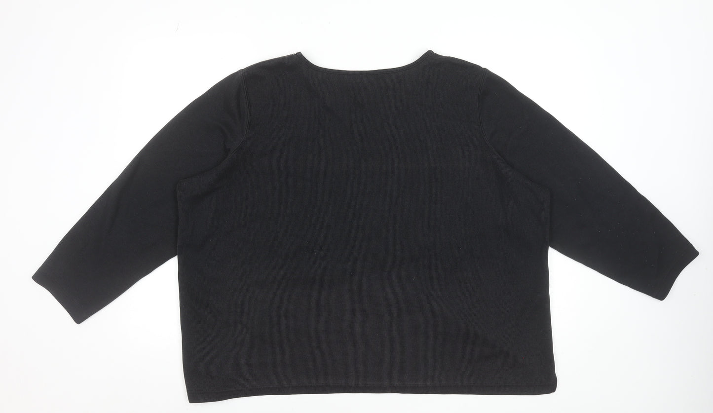 BM Casual Women's Black Embroidered Tunic Blouse XL