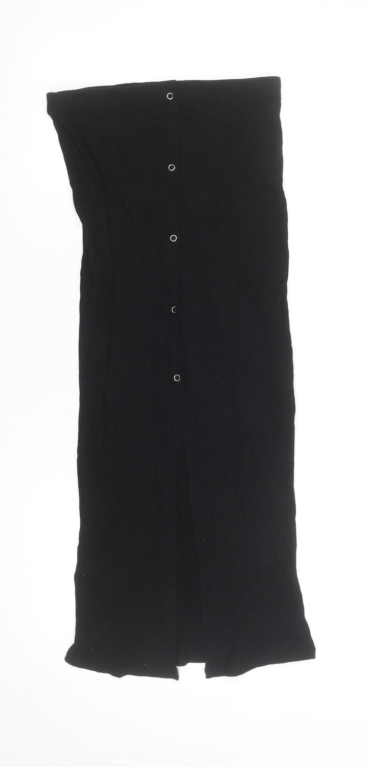 ASOS Women Black Size 4 High Rise Midi Pencil Skirt