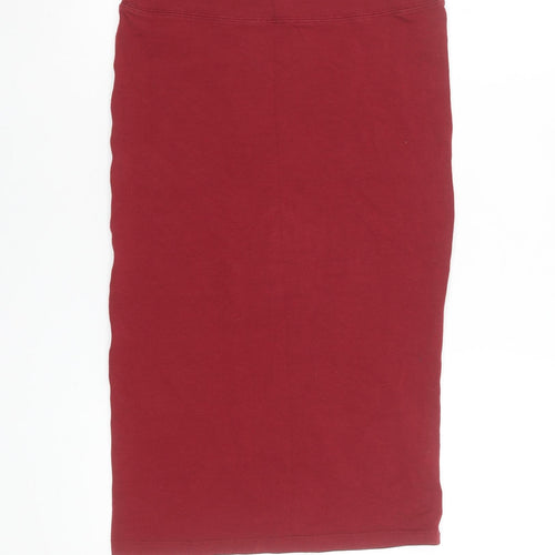 River Island Women's Red Pencil Skirt Size 10 Cotton Stretch