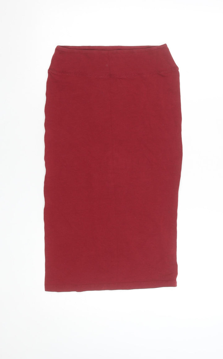 River Island Women's Red Pencil Skirt Size 10 Cotton Stretch