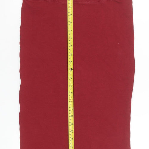 River Island Women's Red Pencil Skirt Size 10 Cotton Stretch