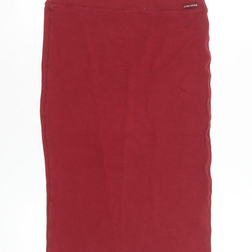 River Island Women's Red Pencil Skirt Size 10 Cotton Stretch