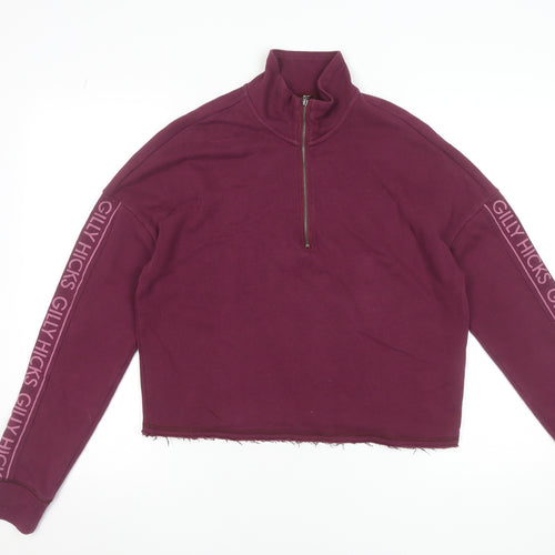 Gilly Hicks by Hollister Womens Burgundy 1/2 Zip Logo Sweatshirt M
