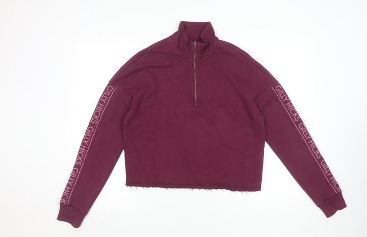 Gilly Hicks by Hollister Womens Burgundy 1/2 Zip Logo Sweatshirt M