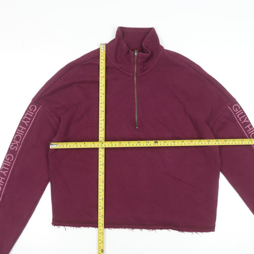 Gilly Hicks by Hollister Womens Burgundy 1/2 Zip Logo Sweatshirt M