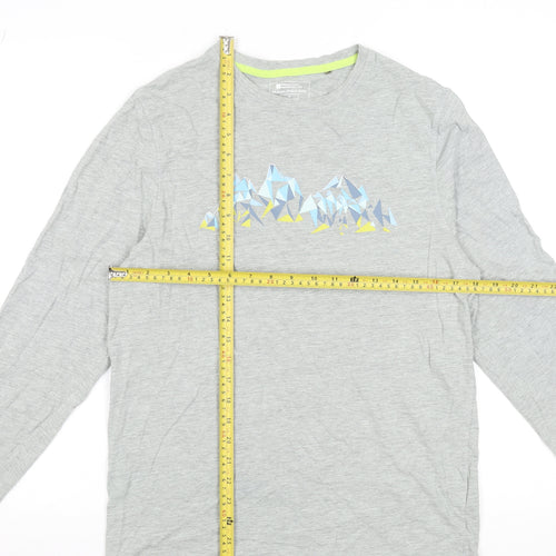 Mountain Warehouse Men's Grey Long Sleeve Outdoor Graphic T-Shirt M