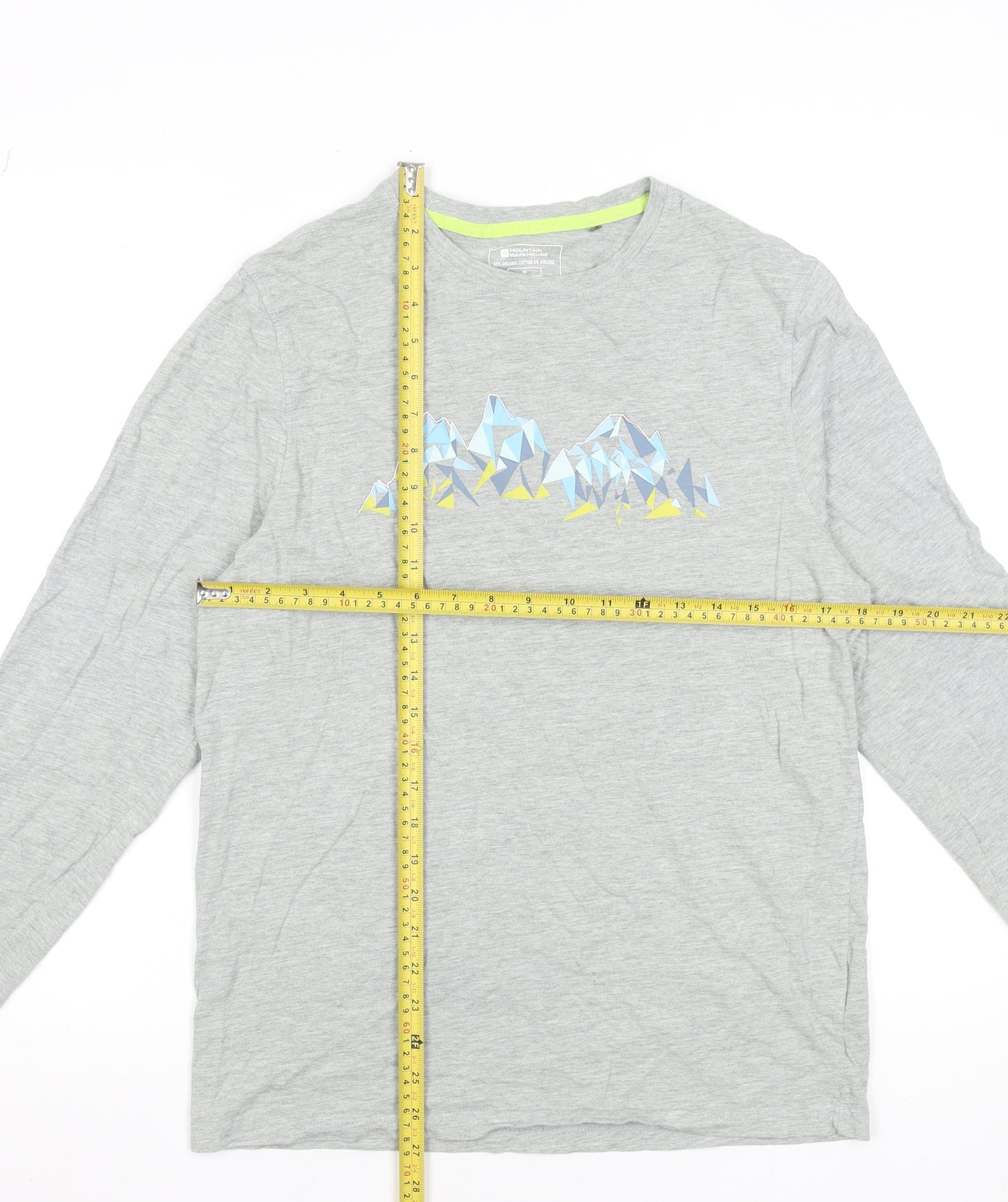 Mountain Warehouse Men's Grey Long Sleeve Outdoor Graphic T-Shirt M