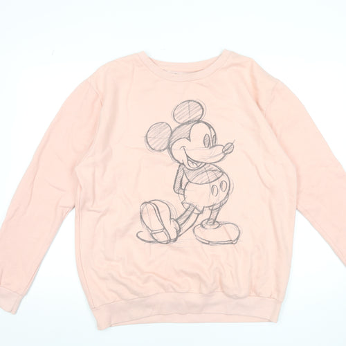 Disney Women Pink Mickey Mouse Graphic Sweatshirt Size 14 XL Cotton Blend