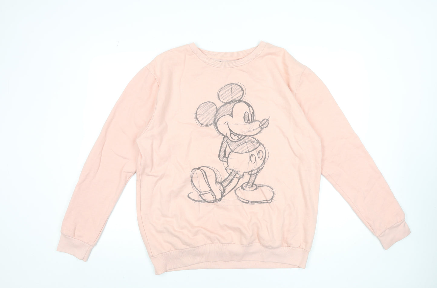 Disney Women Pink Mickey Mouse Graphic Sweatshirt Size 14 XL Cotton Blend