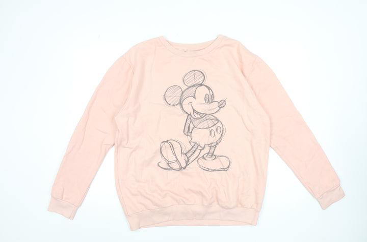 Disney Women Pink Mickey Mouse Graphic Sweatshirt Size 14 XL Cotton Blend