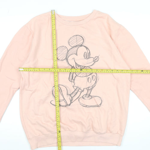 Disney Women Pink Mickey Mouse Graphic Sweatshirt Size 14 XL Cotton Blend