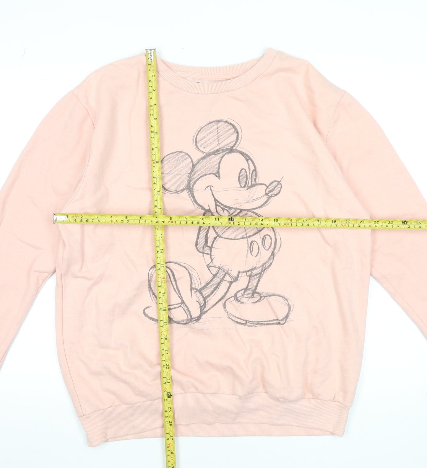 Disney Women Pink Mickey Mouse Graphic Sweatshirt Size 14 XL Cotton Blend