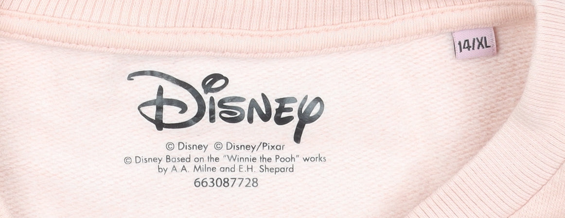 Disney Women Pink Mickey Mouse Graphic Sweatshirt Size 14 XL Cotton Blend