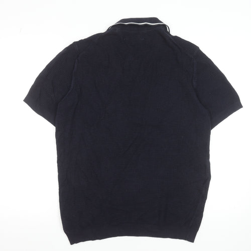 GANT Men's Blue Organic Cotton Short Sleeve Polo Shirt M