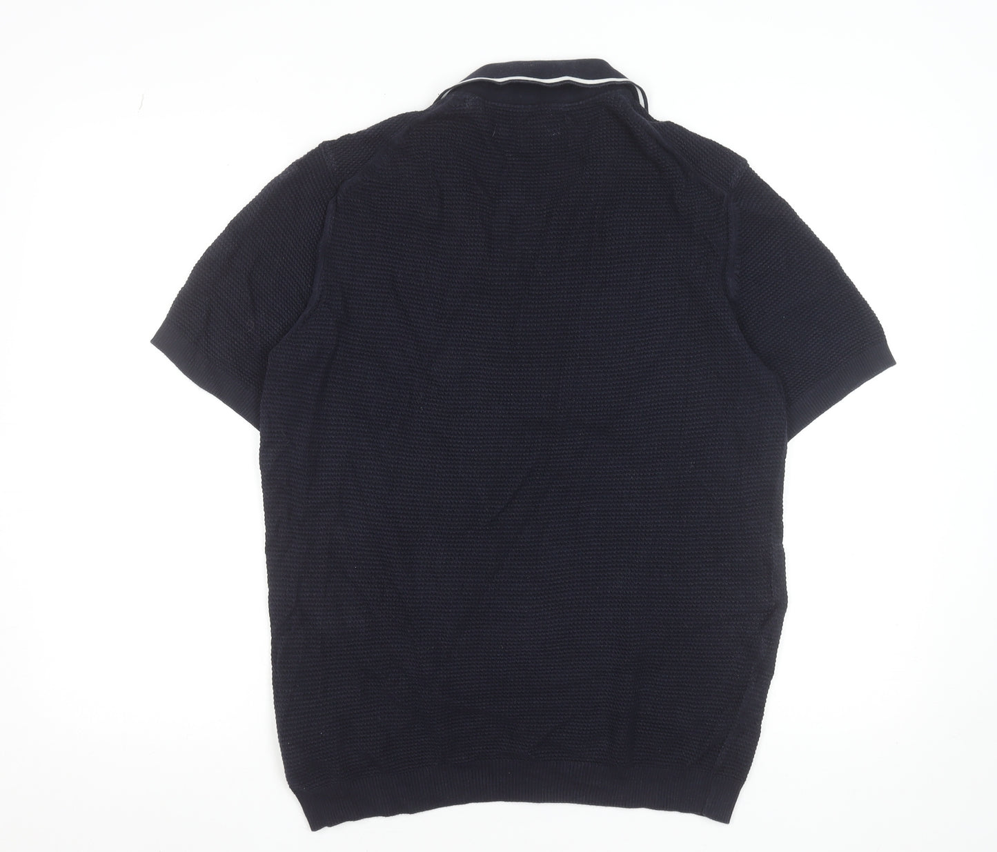 GANT Men's Blue Organic Cotton Short Sleeve Polo Shirt M