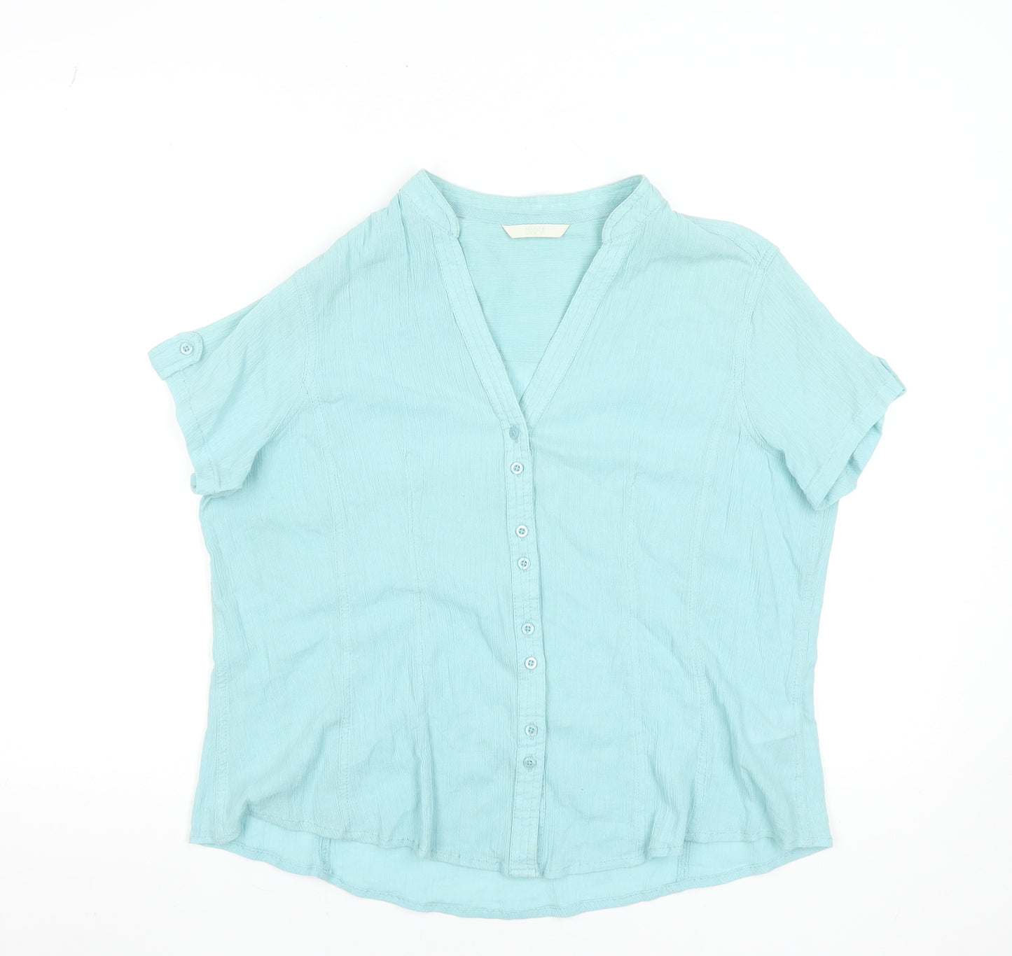 Marks and Spencer Women’s Blue Cotton V-Neck Button-Up Blouse Size 16