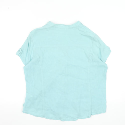Marks and Spencer Women’s Blue Cotton V-Neck Button-Up Blouse Size 16