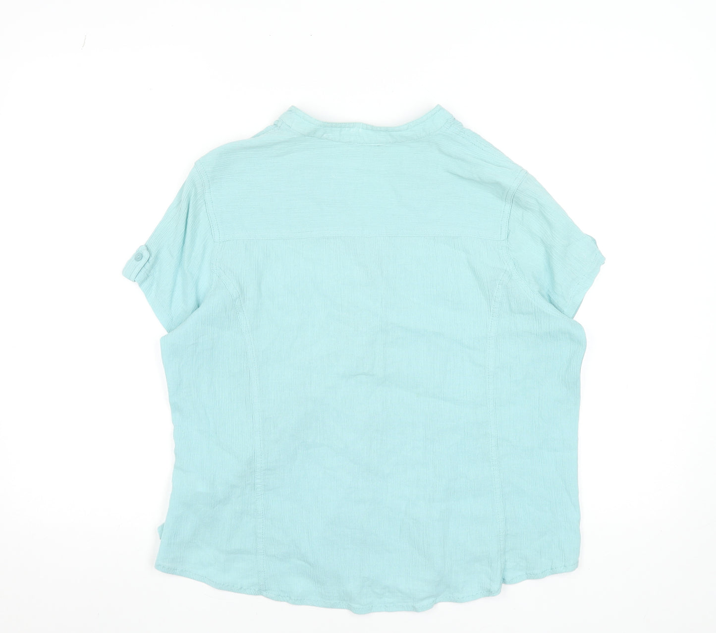 Marks and Spencer Women’s Blue Cotton V-Neck Button-Up Blouse Size 16