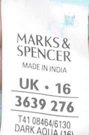Marks and Spencer Women’s Blue Cotton V-Neck Button-Up Blouse Size 16