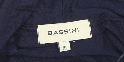 Bassini Women Blue Striped Tunic Blouse XL Viscose Short Sleeve