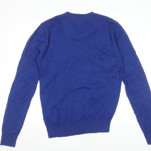 Diesel Men’s Blue V-Neck Cotton Jumper XL Regular Fit