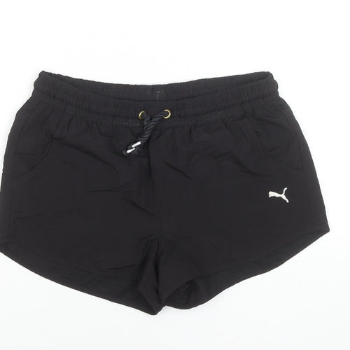 Puma Women Black Size 16 UK Athletic Shorts Polyester Drawstring