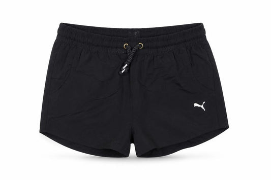 Front view of Puma Women Black, size 16, UK Athletic Shorts Polyester Drawstring