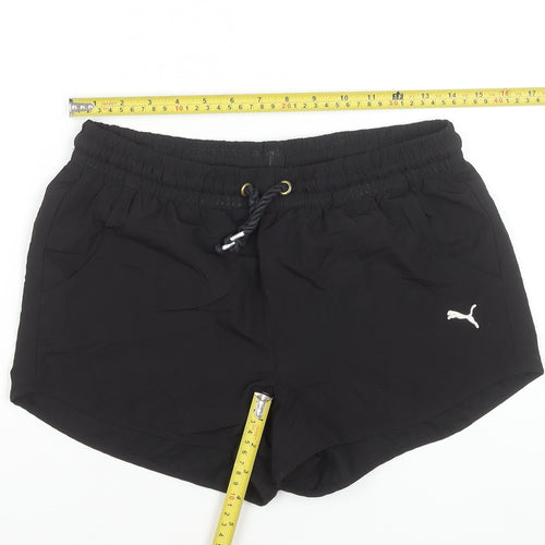 Puma Women Black Size 16 UK Athletic Shorts Polyester Drawstring