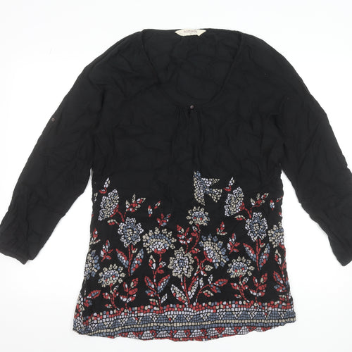 Nomads Women Black Floral Bohemian Viscose Shift Dress Size 12